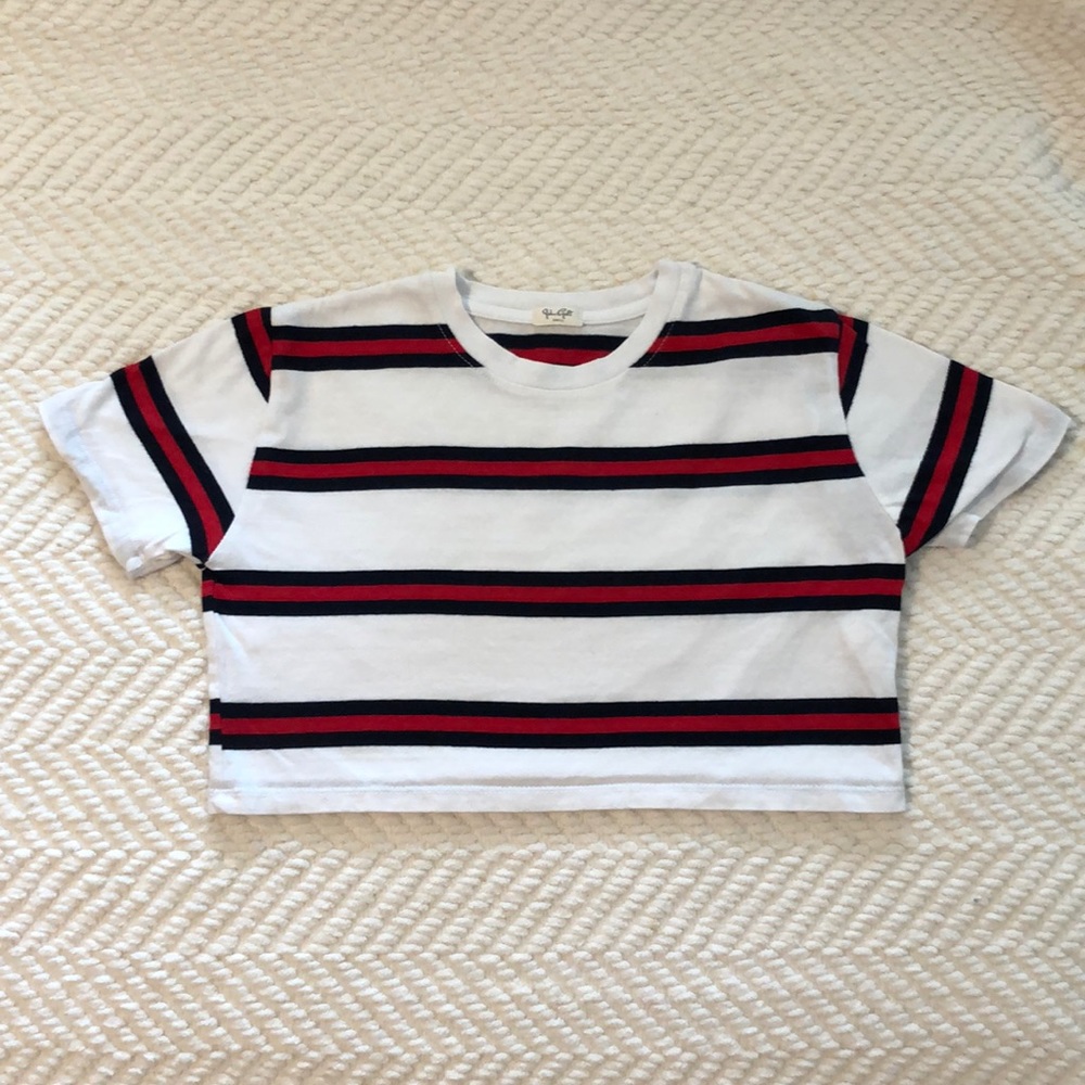 Brandy Melville Red white navy stripped Top